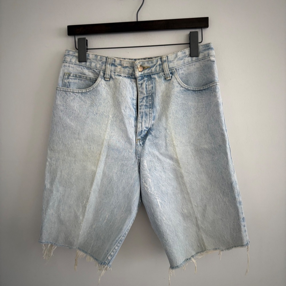 Vintage Georges Marciano for Guess Jean Shorts Light Wash Distressed Size 31